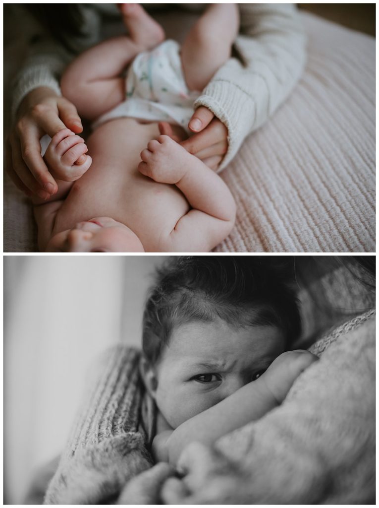 Indoor Newborn Family Photography Session details shots of hands