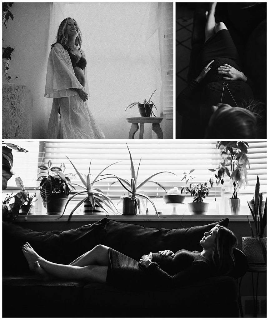Maternity Photography Session in your own home Black and White