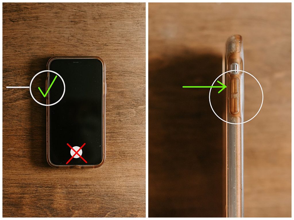 Side buttons on your smart phone will capture the picture.  Side views of the volume buttons. Smart Phone Photography Tips.