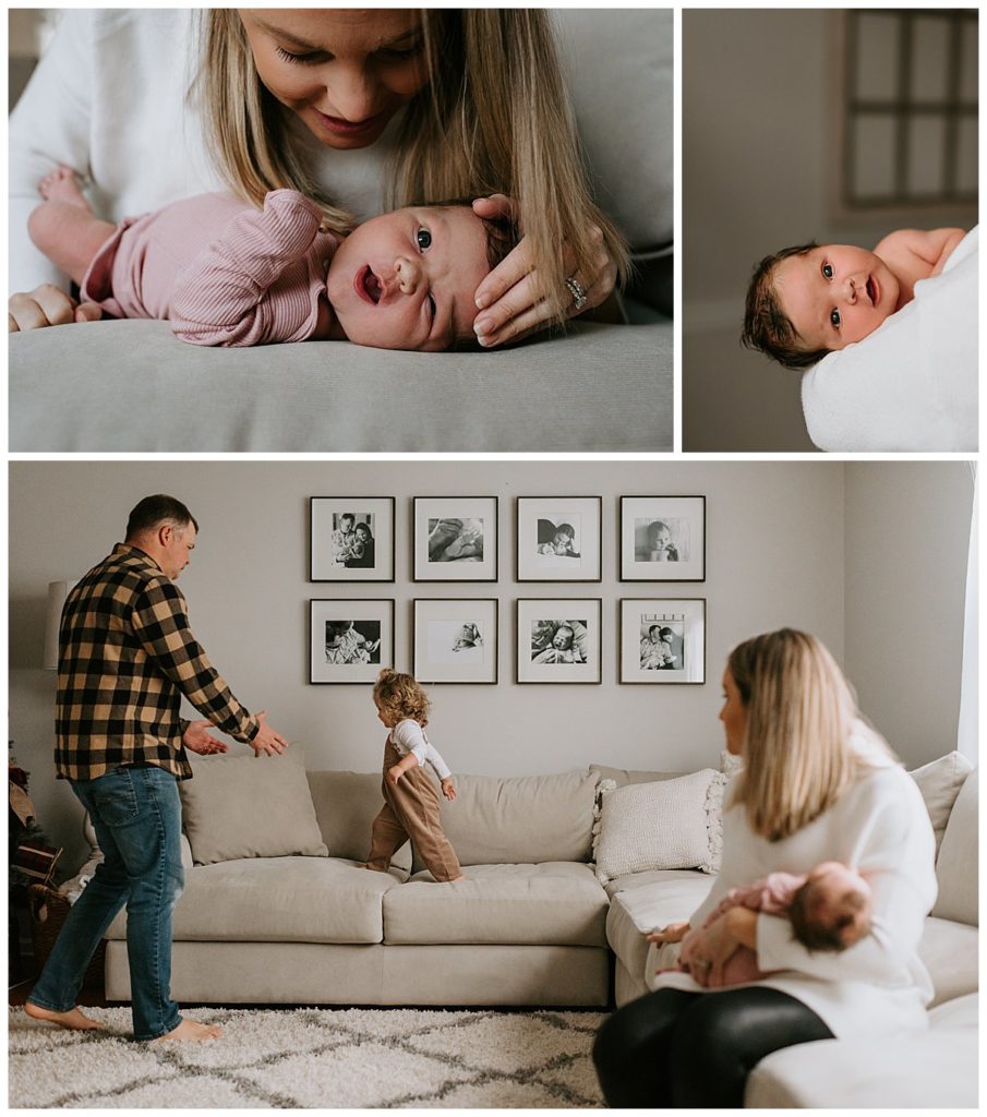 Family photos with toddler and newborn
