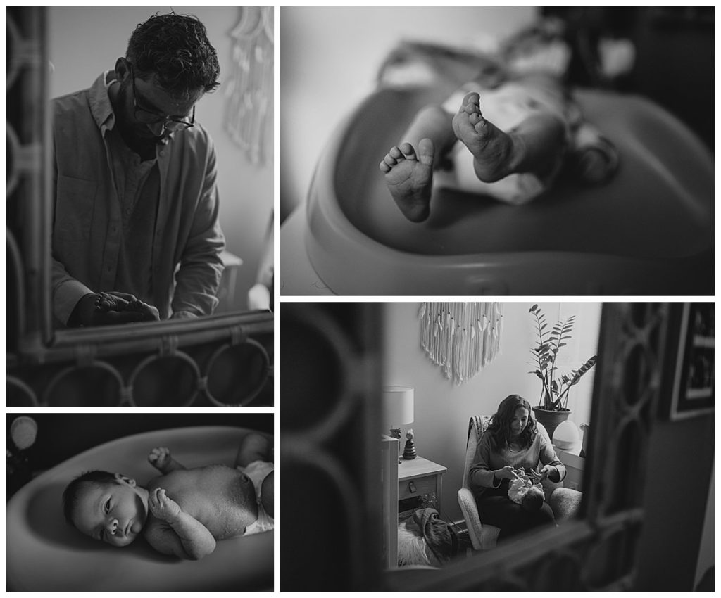 Indoor Newborn Photography Philadelphia Lifestyle Black and White