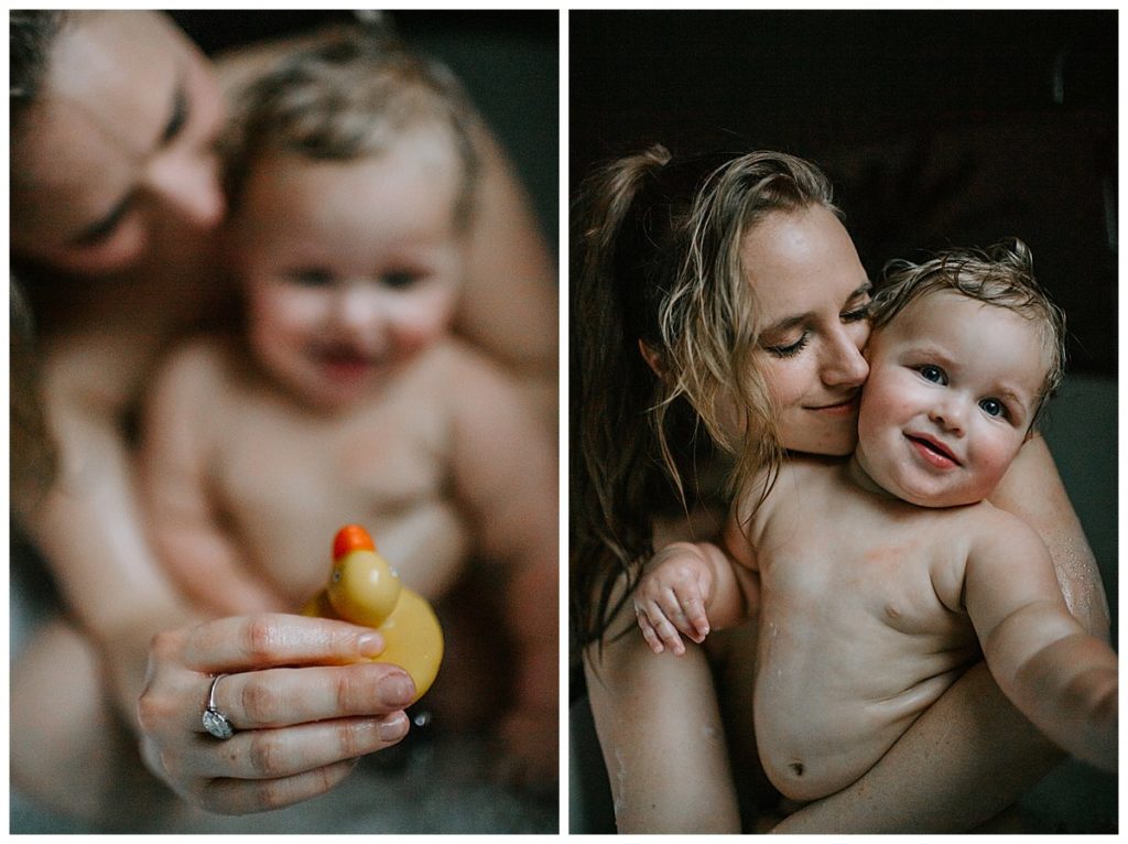 a mother bathing with her baby is one of Three Reasons to hire a Photographer