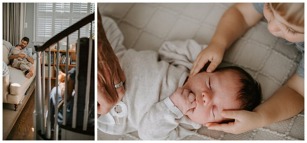  Newborn Sibling Photos at Home with Toddler
