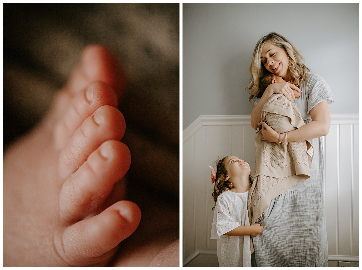 Family of Five Newborn Session indoors