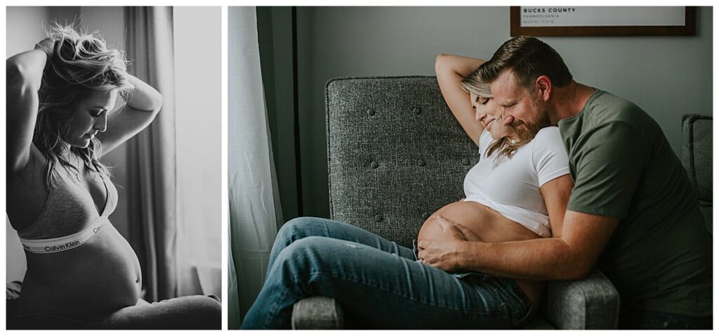 black and white Calvin Klein Maternity Pics