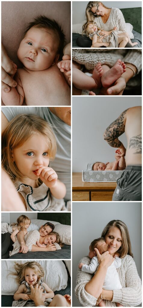 candid photos at home philadelphia with newborn and toddler