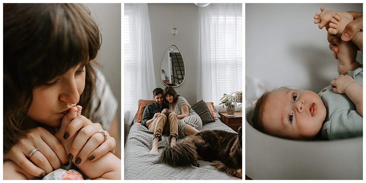 Baby at home with his mom and dad