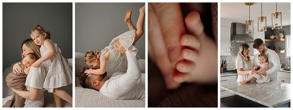 a family photographed in their own home
