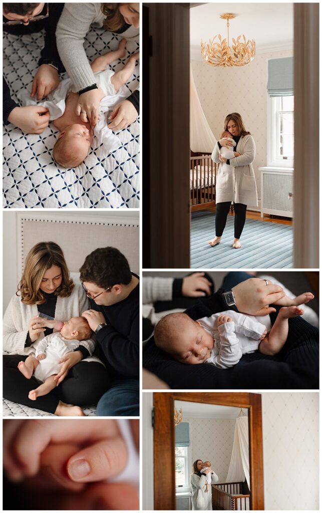 lifestyle photos of newborn at home